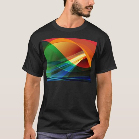 抽象的なカラフルな波 Tシャツ (正面)