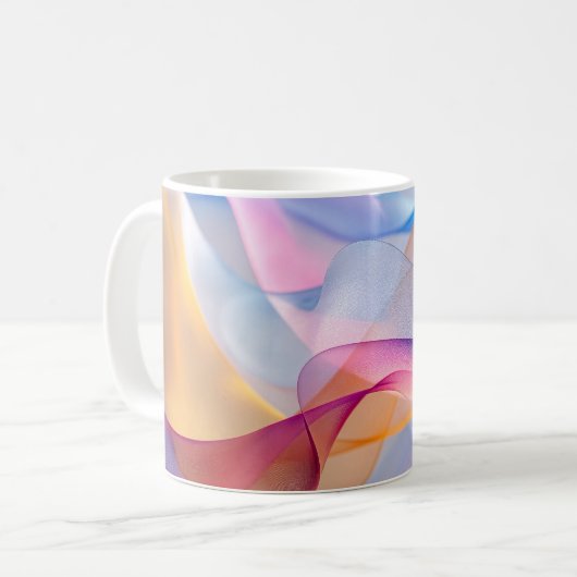 抽象的なカラフルな流れるリボン コーヒーマグカップ (正面左)