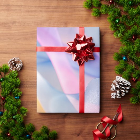 抽象的なカラフルな流れるリボン ラッピングペーパー (クリスマスギフト)
