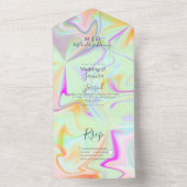 抽象的なカラフルな液体の結婚式 オールインワン招待状 (内側)