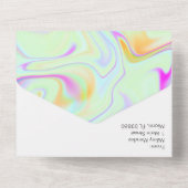 抽象的なカラフルな液体の結婚式 オールインワン招待状 (裏面)
