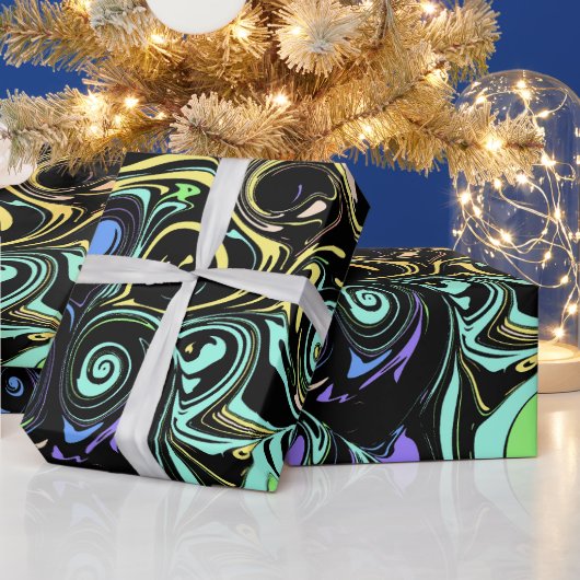 抽象的なカラフルな渦巻き ラッピングペーパー (クリスマス)