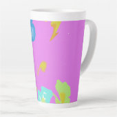 抽象的なカラフルな花の芸術的陶磁器ラテマグ カフェラテマグ (右アングル)