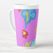 抽象的なカラフルな花の芸術的陶磁器ラテマグ カフェラテマグ (左アングル)