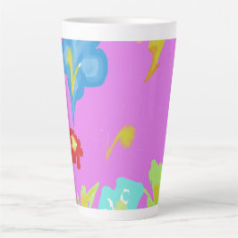 抽象的なカラフルな花の芸術的陶磁器ラテマグ カフェラテマグ