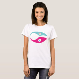 抽象的なカラフルな魚のシンボルのミニマルなデザインのロゴ Tシャツ