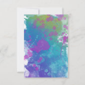 抽象的なカラフルペイント飛沫ゴールドスクリプト 出欠カード (裏面)