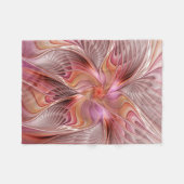 抽象的なカラフル蝶のファンタジー・フラクタル・アート フリースブランケット (正面(横))