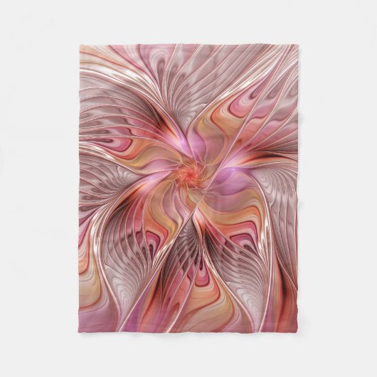 抽象的なカラフル蝶のファンタジー・フラクタル・アート フリースブランケット (正面)