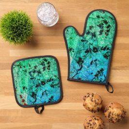 抽象的なキッチン、リサイクルされたアイロンがけされたプラスチックの色、 鍋つかみ&鍋敷きセット