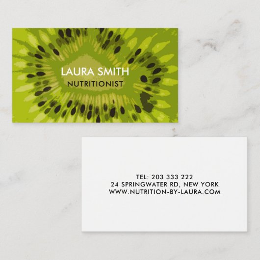 抽象的なキーウィフルーツの名刺-栄養士 名刺 (正面/裏面)