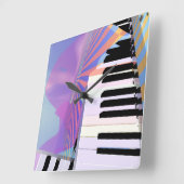 抽象的なキーボードとストライプ スクエア壁時計 (傾斜)