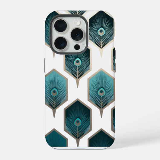 抽象的なクジャクの羽の幾何学模様 iPhoneケース (裏面)
