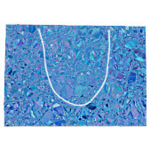 抽象的なクリスタルターコイズとブルー ラージペーパーバッグ (裏面)