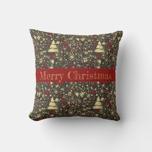 抽象的なクリスマスのスローピロー クッション (正面)