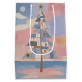 抽象的なクリスマスの幾何学 ミディアムペーパーバッグ (裏面)