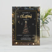 抽象的なクリスマスツリーのクリスマス招待状 招待状 (スタンド正面)