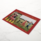 抽象的なクリスマスツリー2枚の写真 ゴールドホイル ホリ 箔シーズンカード (回転した状態)