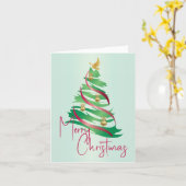 抽象的なクリスマスツリー カード (黄色い花)