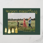 抽象的なクリスマスツリー ゴールド 箔シーズンカード (正面)