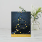 抽象的なクリスマスツリー 青 楽しい 明るい 箔シーズンポストカード (立ち正面)