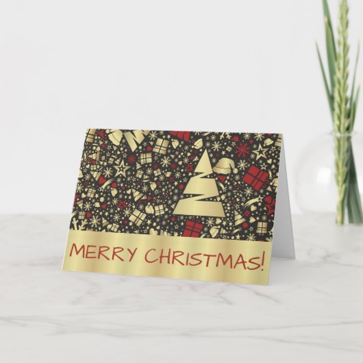 抽象的なクリスマスデザインのグリーティングカード シーズンカード (正面)