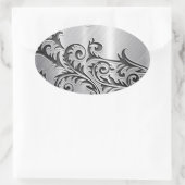 抽象的なクロム銀の金属花パターン 楕円形シール (バッグ)