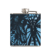 抽象的なグランジブルーの蝶のアートカスタマイズ フラスク (裏面)