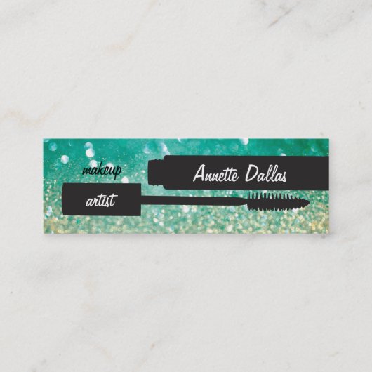 抽象的なグリッターのメーキャップアーティストカード スキニー名刺 (正面)