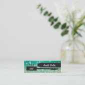 抽象的なグリッターのメーキャップアーティストカード スキニー名刺 (スタンド正面)