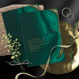 抽象的なグリッター ストラタ ウェディング ダークグリーン ID903 招待状