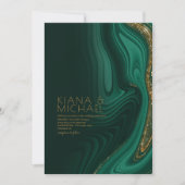 抽象的なグリッター ストラタ ウェディング ダークグリーン ID903 招待状 (正面)