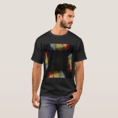 抽象的なグリッチアート デジタル歪みグリッド Tシャツ (正面フル)