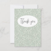 抽象的なグリーンの葉のフラットな感謝カード サンキューカード (正面)
