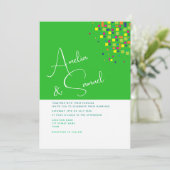 抽象的なグリーンウェディング招待状 招待状 (スタンド正面)