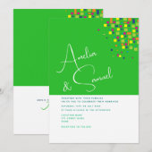 抽象的なグリーンウェディング招待状 招待状 (正面/裏面)