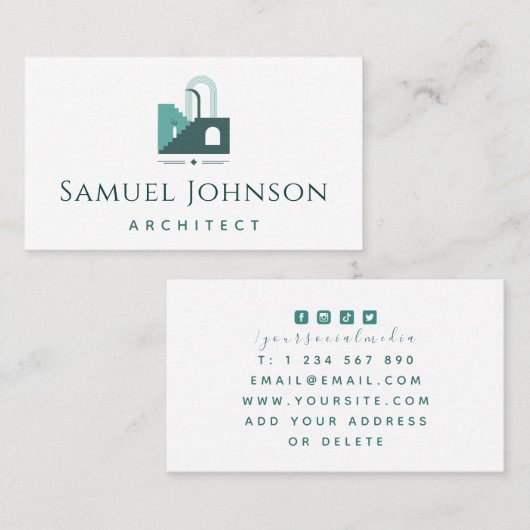 抽象的なグリーンハウスビルロゴアーキテクトクール 名刺 (正面/裏面)