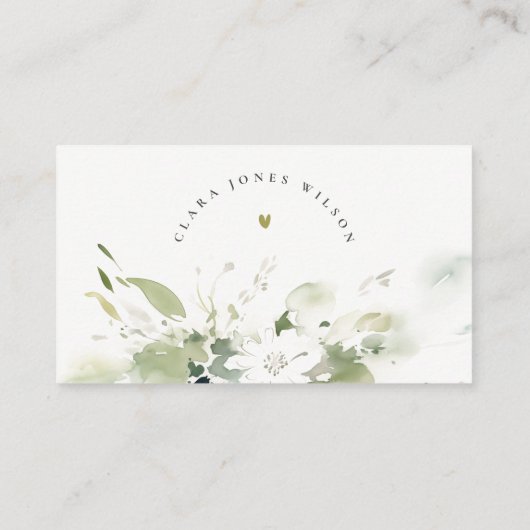 抽象的なグリーンフローラルディスプレイシャワー ベビーシャワー エンクロージャーカード (裏面)
