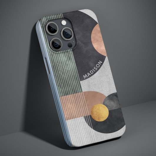 抽象的なグレーマーブル ローズゴールド 名前入り Case-Mate iPhoneケース