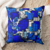 "抽象的なコバルトブルーの白い"はっきりしたな明るい クッション (ブランケット)