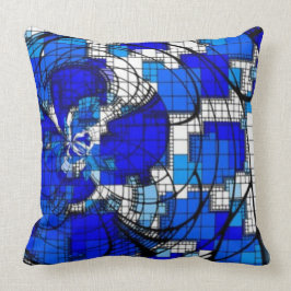 "抽象的なコバルトブルーの白い"はっきりしたな明るい クッション