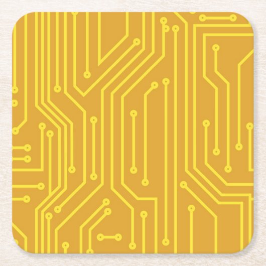 抽象的なコンピュータ機器 スクエアペーパーコースター (正面)