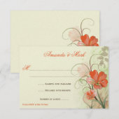 抽象的なコーラル ライム フラワーのスワール レスポンス カード (正面/裏面)