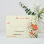 抽象的なコーラル ライム フラワーのスワール レスポンス カード (スタンド正面)