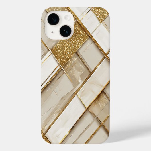 抽象的なゴールドとベージュの幾何学模様 Case-Mate iPhoneケース (裏面)