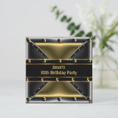 抽象的なゴールドブロンズのメンズ30歳の誕生日パーティー 6BG 招待状 (スタンド正面)