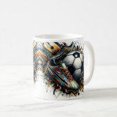 抽象的なサッカーボールのスパイク コーヒーマグカップ (正面右)