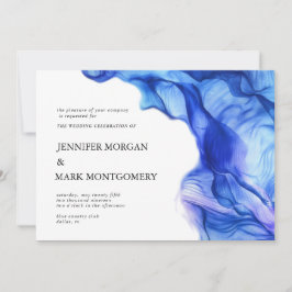抽象的なシルクの青い結婚式の招待状 招待状
