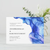 抽象的なシルクの青い結婚式の招待状 招待状 (スタンド正面)