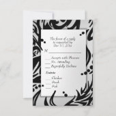 抽象的なシルバーの部族をイメージしたメニューと出欠確認 出欠カード (正面)